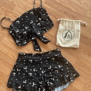 Black Floral Women's Swim Set